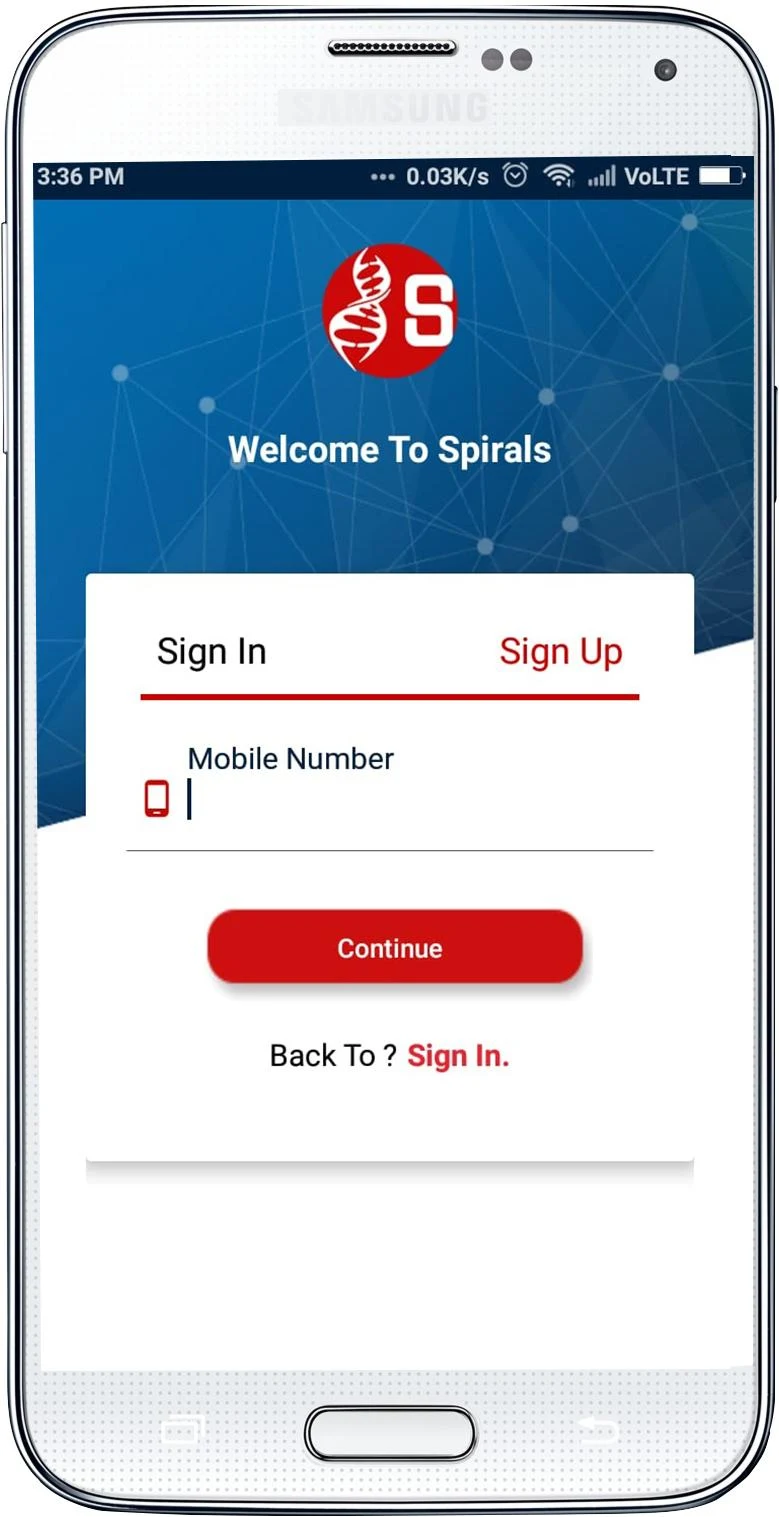 Spiral login Screen